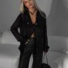 Women Sequined Shirt Sparkling Sequin Embellished Lapel Detail Blouse Long Sleeve Buttons Placket Sexy Party Blouse Shirt