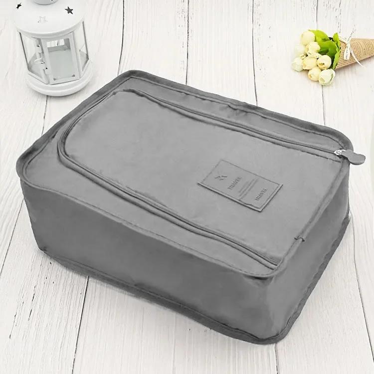 

Multi-functional and convenient waterproof travel shoe bag, made of durable material, saves space. Suitable for travel. серый