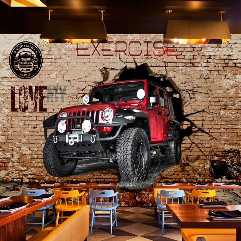 Modern Style Photo Mural 3d Stereo Car Wallpaper Cafe Restaurant Kids Bedroom Home Decor Background Wall Murals