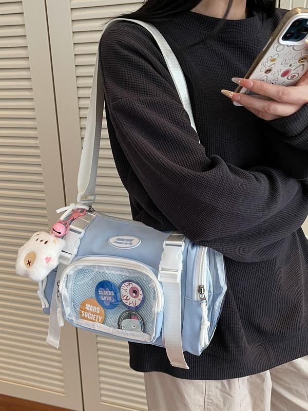 Classic Canvas Crossbody Bag For Casual Travel With Multiple Pockets For Girls
