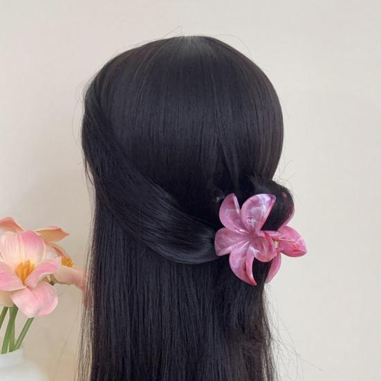 Hair Claw Flower Shape Stable Grip Summer Back Head Hair Clip Vibrant Color Non-Slip Shower Hair Claw Hair