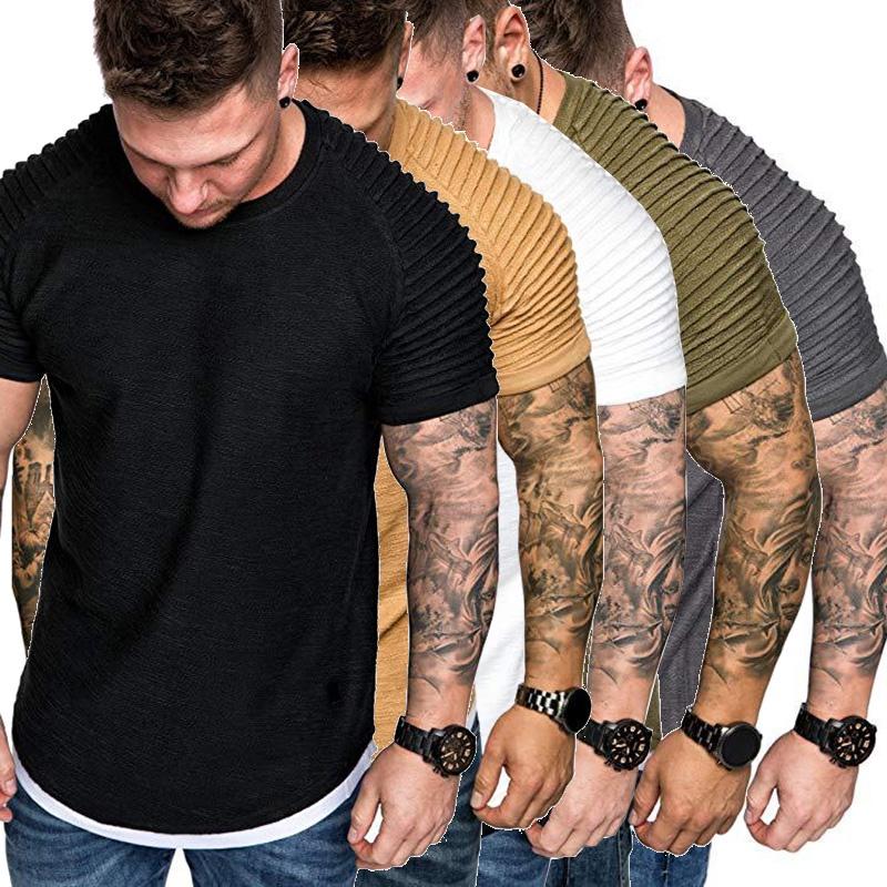 Men Solid Color Slim Fit O Neck Short Sleeve Muscle Tee Shirt Casual Tops Shirts
