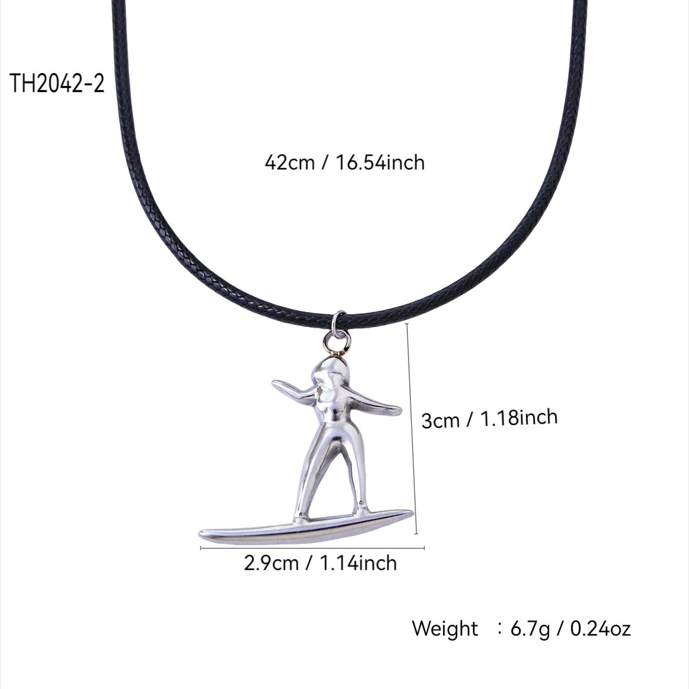 

Beach Series Personalized Charm Bohemian Style Stainless Steel 18K Gold-Plated Portrait Surf Pendant Necklace For Men And Women