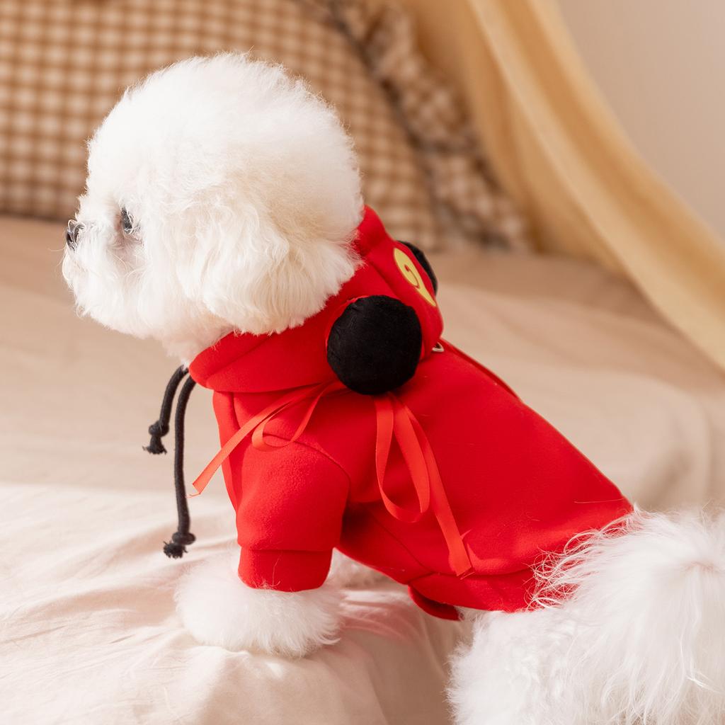 Ubranka dla psa Nezha sweter z motywem smoka mały pies Bichon teddy jesień i zima dwunożne ubrania dla zwierząt