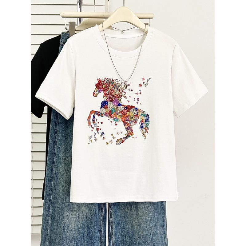 Plus Size Women's Short-Sleeve Casual Slimming T-Shirt - Summer Round Neck Versatile Top