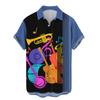 Summer New Plus Size Hong Kong Style Men's Shirt with Digital Printing Casual Short Sleeved Shirt for Men