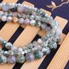 Natural Stone Beads White Moss Agate Round Loose Beads 15" Strand 4 6 8 10 12MM For Jewelry Making