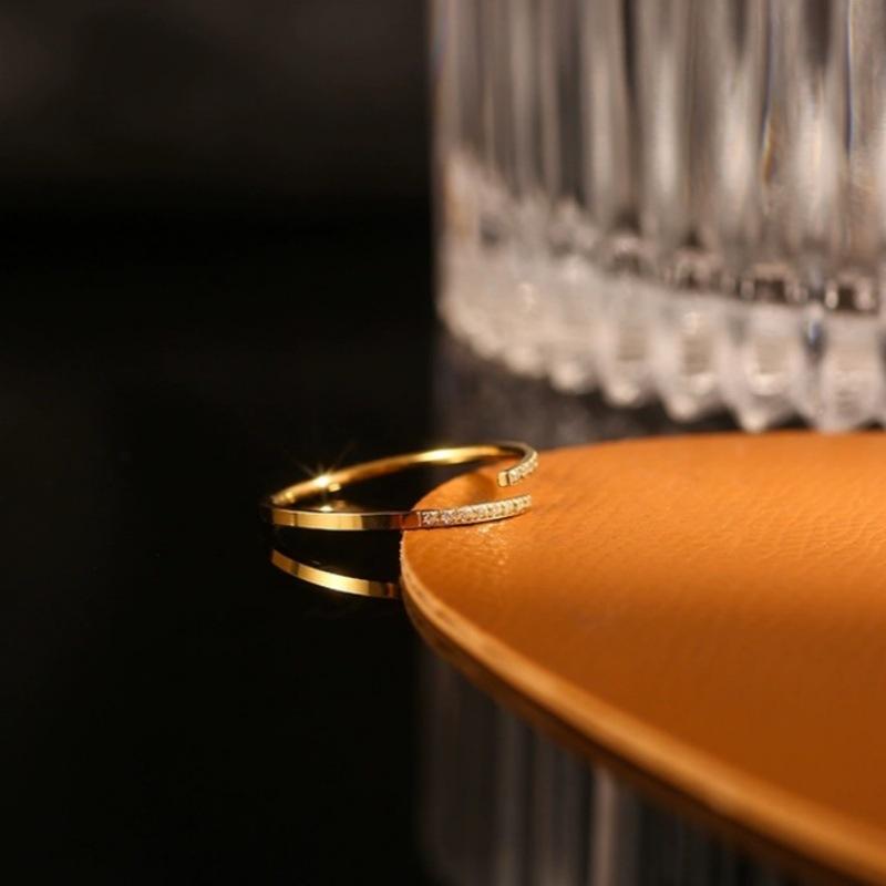 Open Very Thin Ring Women's Sterling Silver Minority Fashion Gang Drill Personality High Sense Little Finger Ring Fine Circle