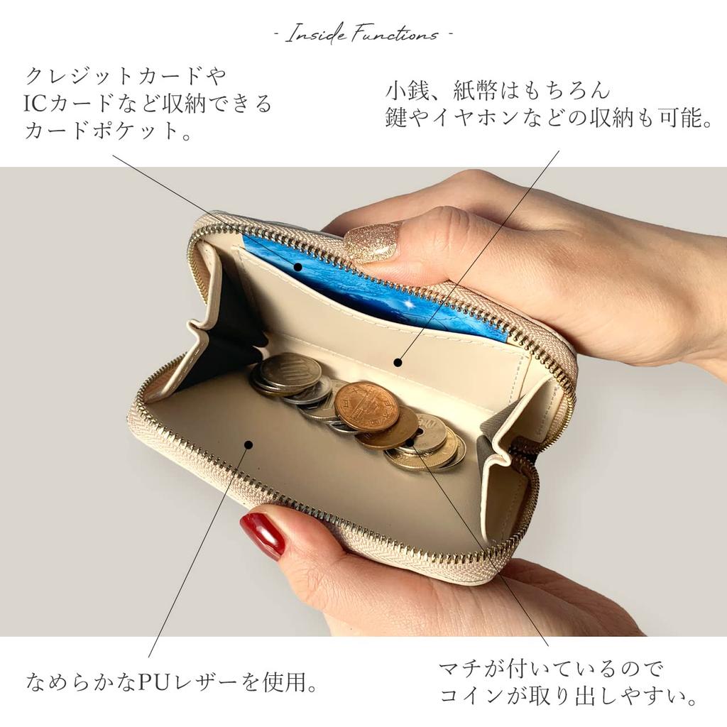 Genuine cowhide leather coin purse for women, round zipper closure, compact, simple, luxurious cowhide leather, perfect for sophisticated women.