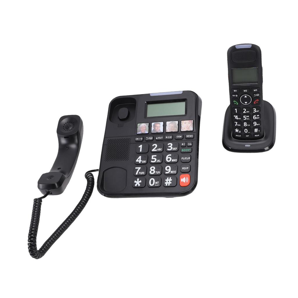 Kabelgebundenes Telefon und Schnurloses Mobilteil Heim-Digitaltelefonsystem Vollduplex Freisprechen Rückrufbeleuchtetes Großes Display