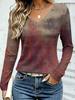Fashion Women's V-Neck Long Sleeve 3D Casual Color Printing Casual Long Sleeve V-Neck T-Shirt
