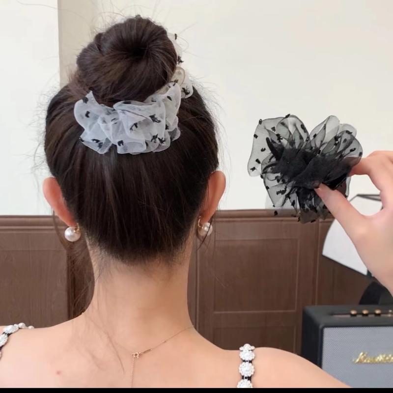Elegant Simple Printed Chiffon Pleated Hair Clip For Women Girls  Versatile Fixed Ponytail Clip Hair Accessories Gift