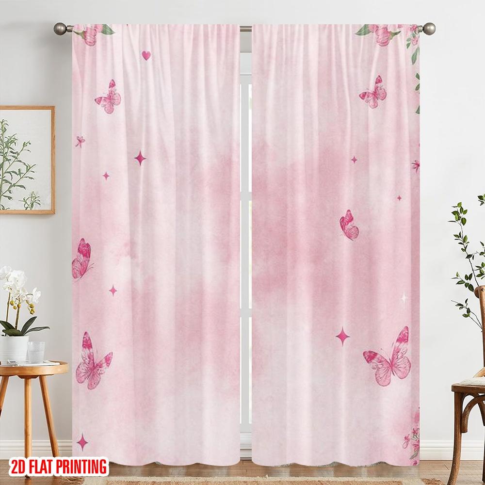 2 szt., druk płaski 2D Popularne Zasłony Siostrzana więź Wszechstronna tkanina poliestrowa (bez pręta) Dekoracje zewnętrzne do sypialni,