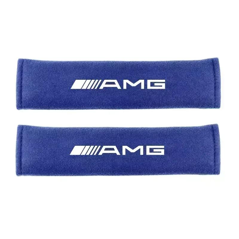 WUGL8 2Pcs Seat Belt Cover Car Styling Cotton Safety Shoulder Protector For Mercedes Benz AMG GLE GLS CLS GLC CLA GLA Auto Accessories