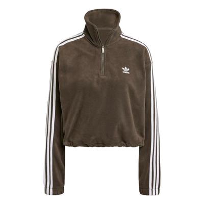 Originální Polar Fleece Volná Mikina s Polovičním Zipem Teplá Lehká Stojáček Dámská mikina Shadow-Olive IW3164