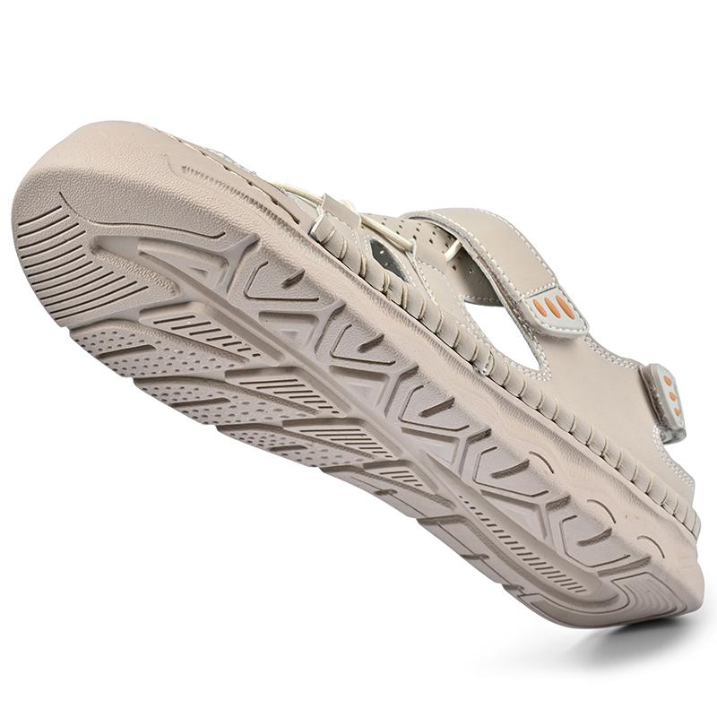 Summer Men's Leather Sandals Handmade Outdoor Ventilated Beach Slides Non-Slip Sole Casual Shoes