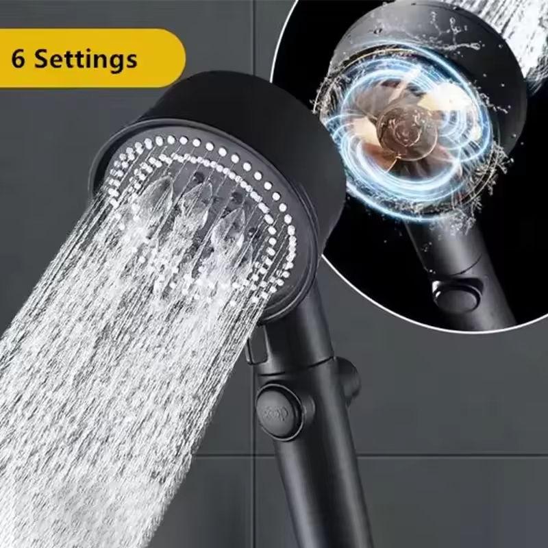 Factory Price Modern Turbo Shower Head Kit Bathroom Thermostatic Handheld High Pressure Rainfall Showerhead Black
