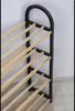 4-Compartment Black Shoe Rack Solid Wooden Shoe Rack Shelf Unit with Wooden Rods