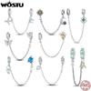 925 Silver Honey Bee Safety Chain Star Moon Beads Heart Charm Fit Bracelet Bangle DIY Jewelry Making