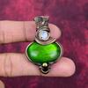 Green Fire Labradorite Pendant Copper Wire Wrapped Rainbow Moonstone Jewelry