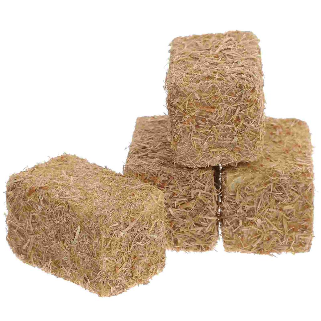 4 Pcs Mini Haystack Garden Decore Fake Ornament Artificial Lining Decorate Living Toom Wood Bales Home Country Room