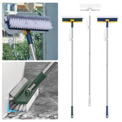 3 In 1 Floor Scrub Brush Long Handle Multifunction Scrape Cleaning Brush Grout Brush Shower Scrubber for Bathroom Tub Tile Floor
