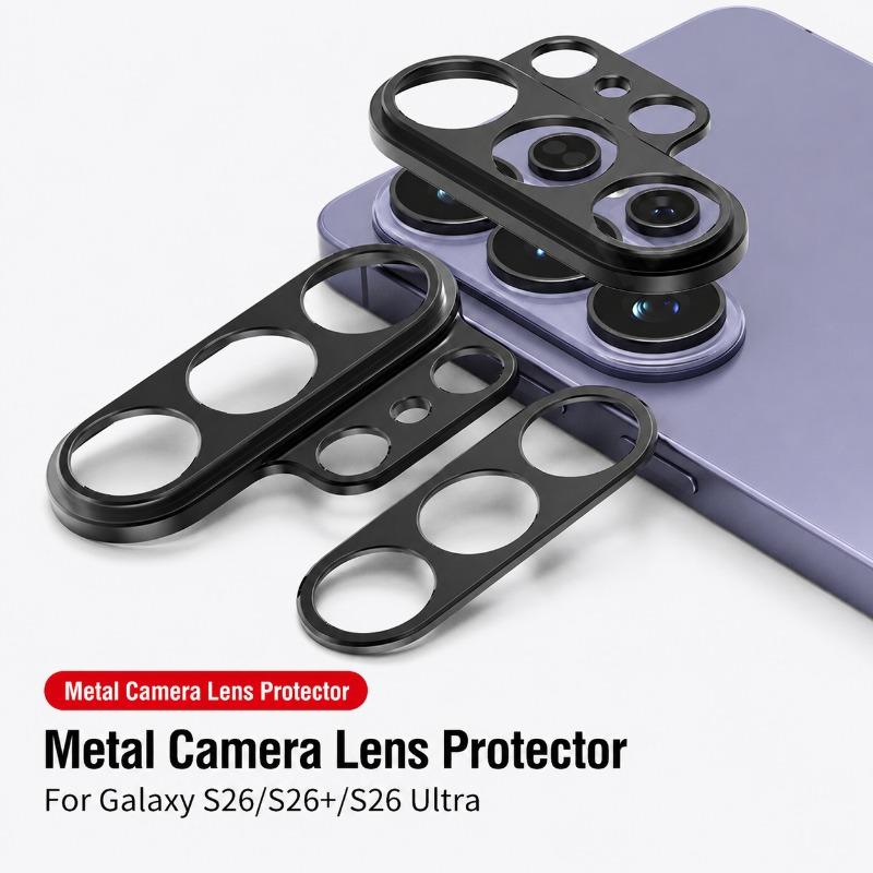 Custom Fit Samsung S26 Lens Shield Hollow Metal Frame Camera Ring Film S26 Ultra Integrated Matte Lens Guard Anti-Scratch Camera