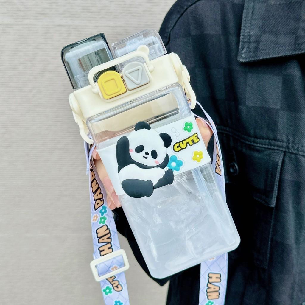 Panda Water Bottle For Kids With Straw And Ecofriendly Pc Material Perfect For Outdoor And Gift Use