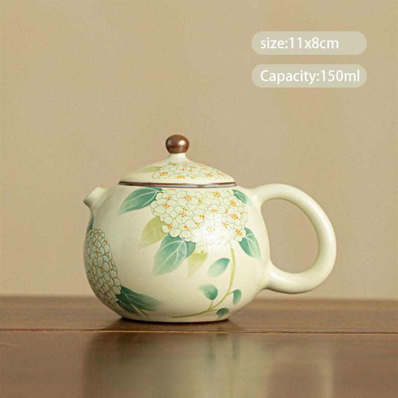 

150ml Traditional Ru Kiln Ceramic Teapots Ball Hole Filter Xishi Tea Pot Handmade Flowers Pattern Beauty Kettle Chinese Tea Set