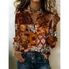 Retro Autumn Patchwork Print Long-sleeved Shirt, Women's Casual Collar Buttoned Shirt, Suitable for Daily Wear In Rural and Autumn Styles