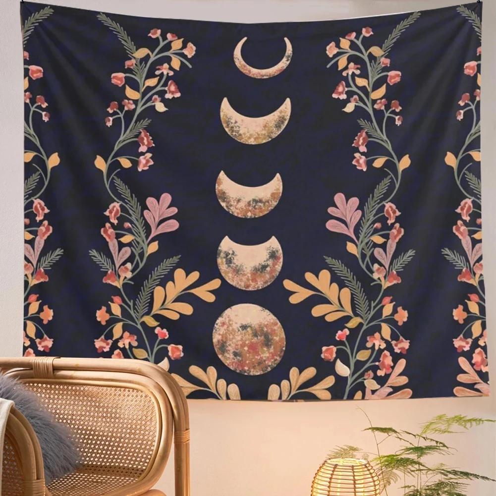 Psychedelic moon flower tapestry home bedroom decoration background cloth art wall hanging cloth can be customized 95*73cm 100X70CM