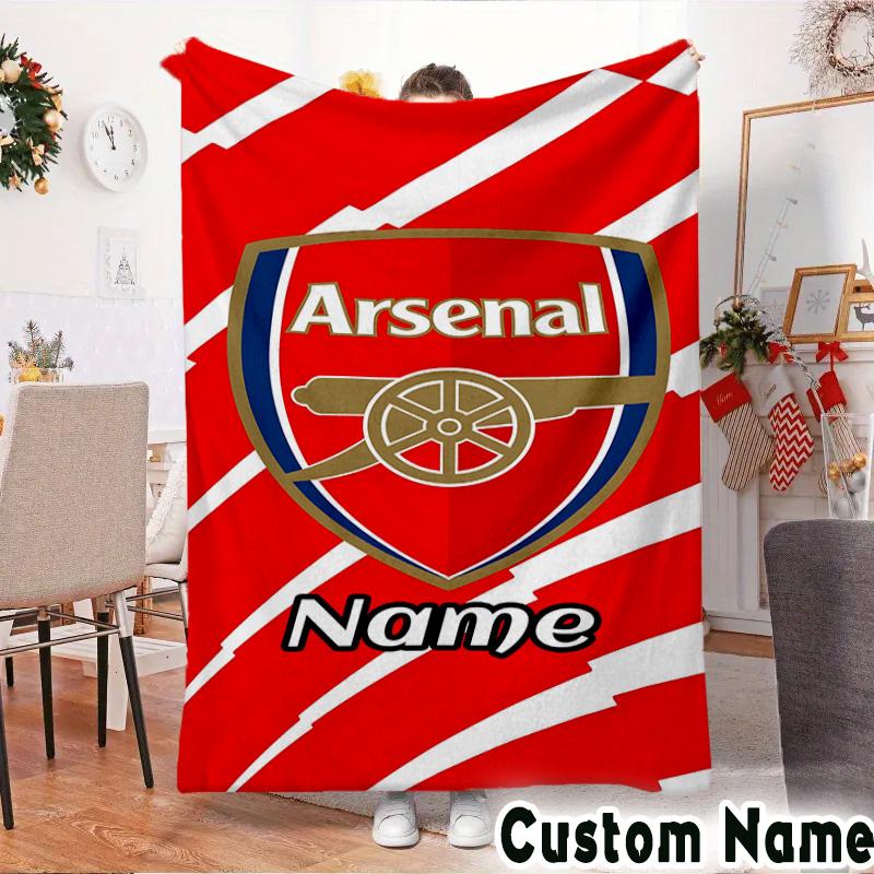 Custom Name Nassr FC Crest Throws Blanket Flannel Blankets for Couch Bed Gifts for Men Women Picnic blanket Christmas fan gifts