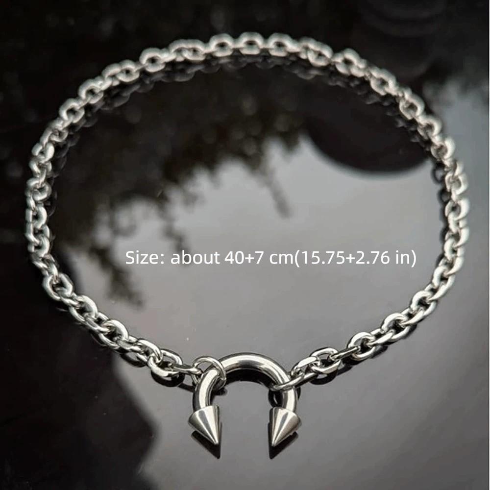 Neue Mode Punk Nasenclip Halskette Geometrisch Retro Choker Halskette Gothic Dicker Runder Ring Punk Stil Kette Geschenke