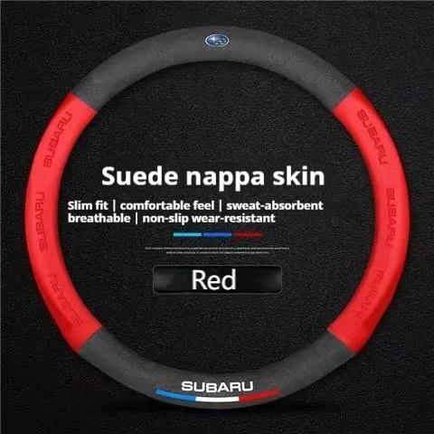 For Subaru STI Brz Wrx Xv Ascent Forester Outback Impreza Legacy Car Suede 3D Coining Logo Antislip Leather Steering Wheel Cover mfi1