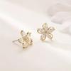 925 Silver Needle Korean Fashion Crystal Flower Earrings For Women Jewelry Trending New Luxury Zircon Flowers Stud Earrings