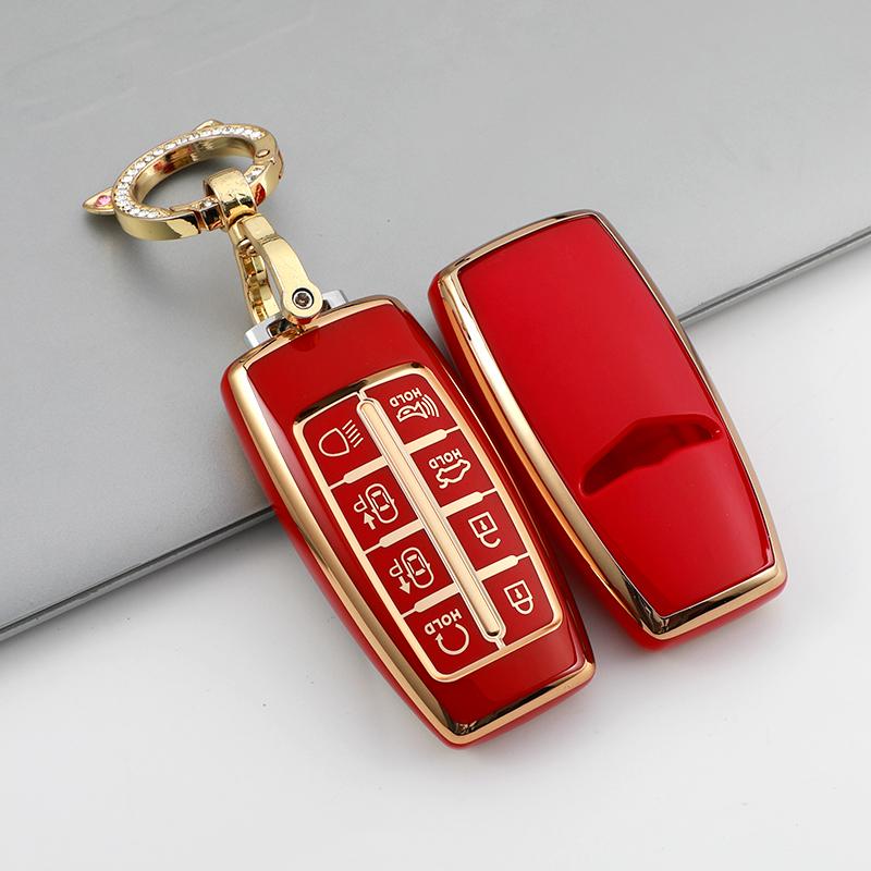8 Buttons Tpu Car Shell Fob Holder Ring Protector Keychain For Hyundai Genesis Gv70 Gv80 Gv90    Key Case Cover