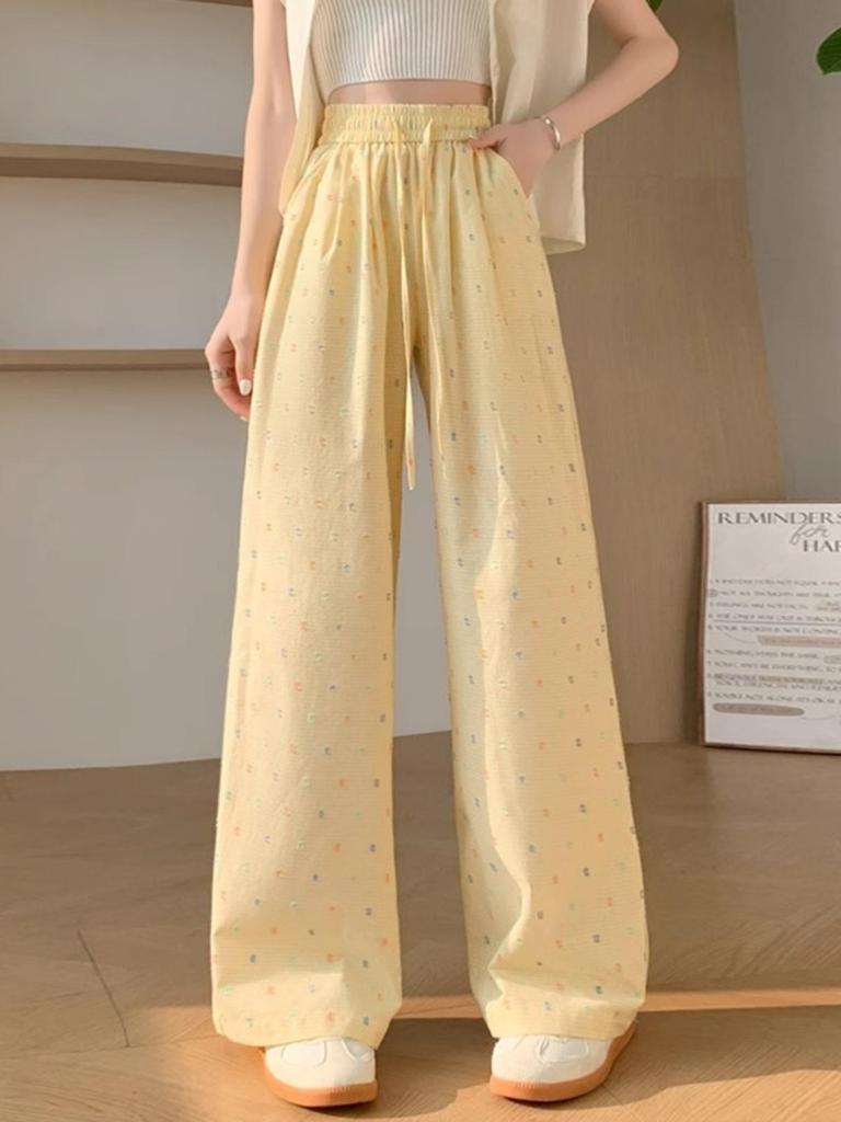 Petite Dopamine Yamamoto Women's Casual Polka Dot Wide-Leg Summer Pants