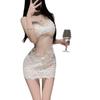 Mesh Lace Embroidery Bodycon Lingerie Dress & Pajamas Set for Women 