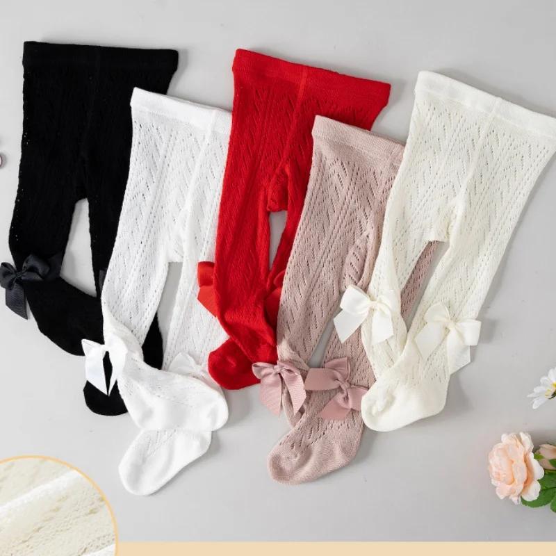Sommer Mädchen Strümpfe Hohl Schleife Strumpfhose für Kinder Netzstrumpfhose Kleidung Kleinkind Strumpfhose Spanien Stil Dünn Ballett Baby Unterteil Strumpfhose