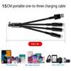 15cm Short 3 In 1 USB Charge Cable for iPhone 1514 13 12 Pro Fast Charge Micro USB Type C Cable for Samsung Multi Charge Cord
