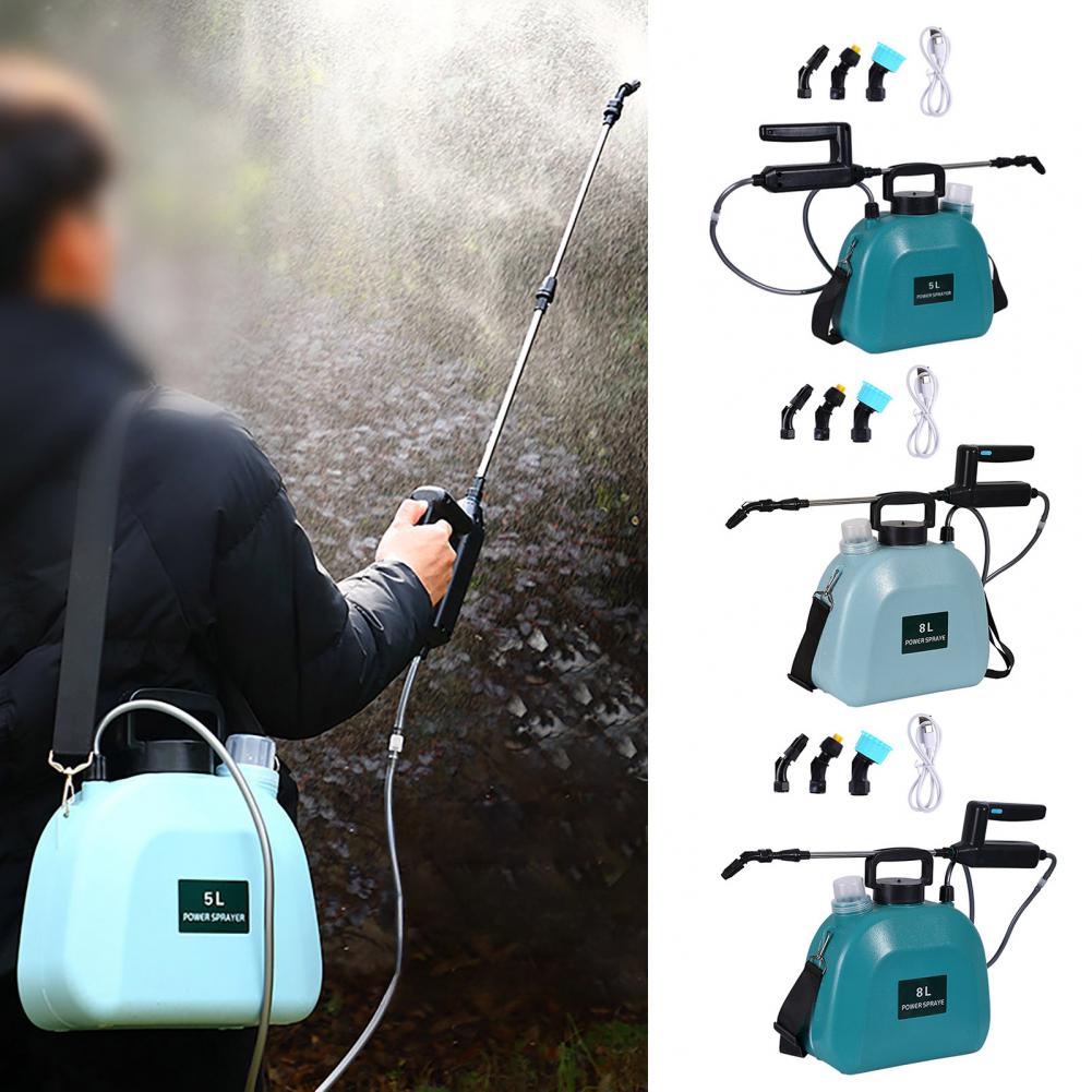 8l Sprühflasche 5l Gartensprühgerät Elektrisches Sprühgerät Set mit 3 Düsen zum Bewässern Düngen Unkrautvernichter Batterie für Rasen