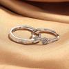 Sterling Rose Flower Couple Ring Set Adjustable Opening Minimalist Fashion Jewelry Men Women