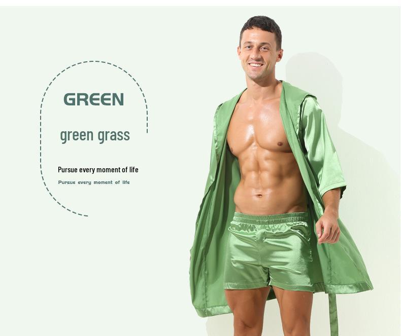 Unisex Lightweight Long-Sleeve Tie-Up Bathrobe - Solid Color Plus Size for Men & Women.