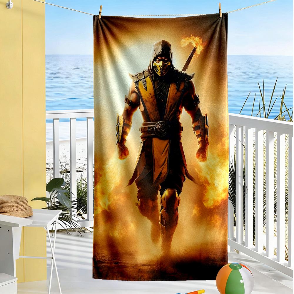 Mortal Kombat Scorpion vs Sub?Zero beach towel Foldable changing privacy cover Vibrant Pattern Best for Christmas