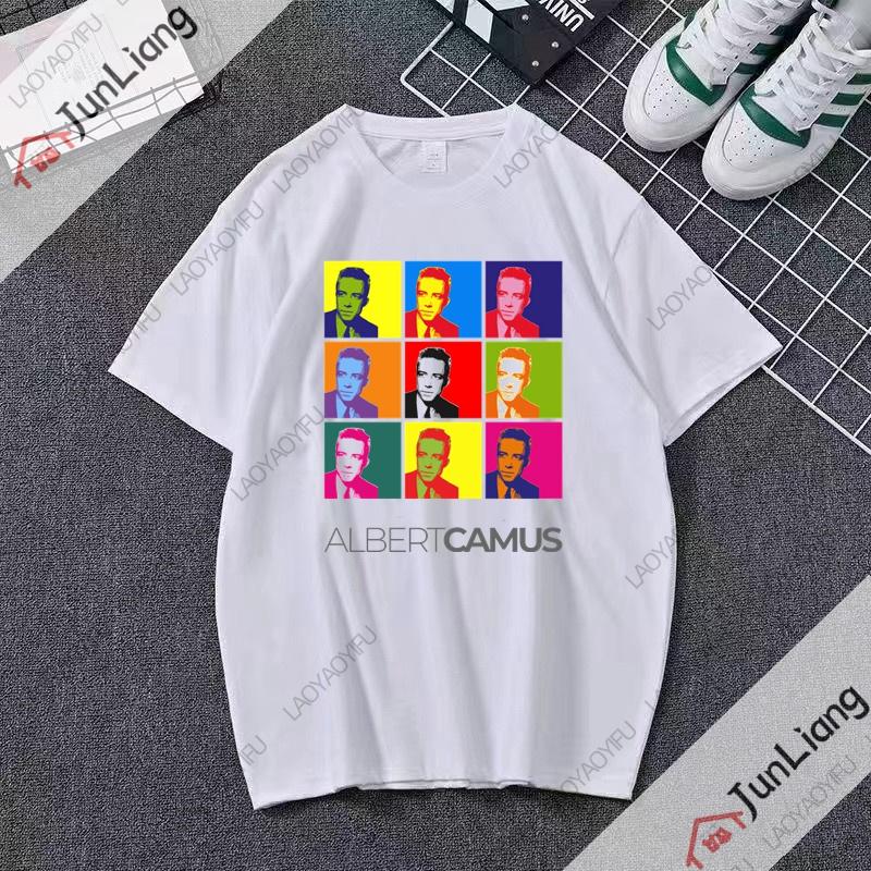 

Philosopher Albert Camus Philosophy Tshirt Fashion Casual Short Sleeved Round Neck Vintage Street Wear Clothes 4XL