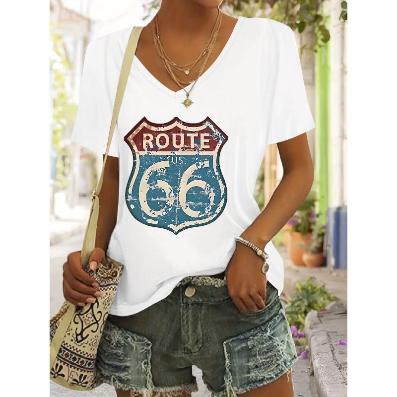 Women'S Spring And Summer Fashion Casual Short-Sleeved V-Neck T-Shirt, Leisure Daily Commuting Comfortable Fitted Women'S Easy Versatile Style T-Shirt