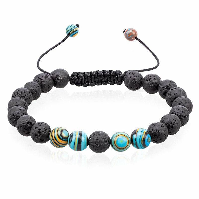 Black Lava Stone Crown Charm Tiger Eye Beads Bracelet For Men Women Braided Bracelets Handmade Adjustable  Pulseira
