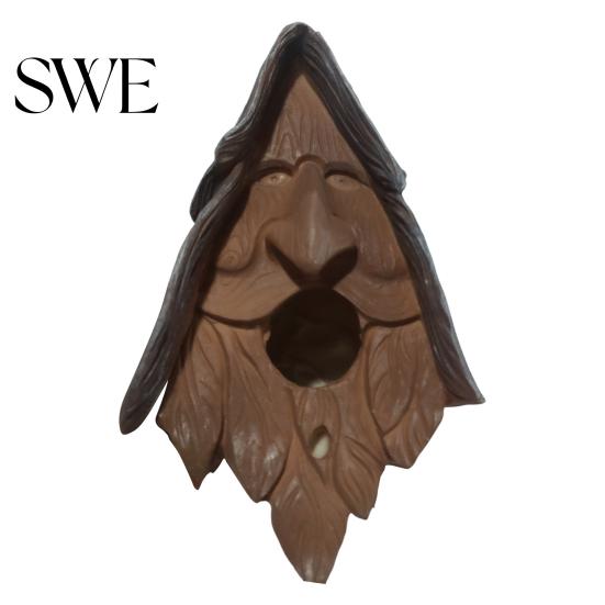 Ancient Tree Fairy Birdhouse Happy Spirit Synthetic Resin Human Face Bird Nest Hand-Carved Weathered