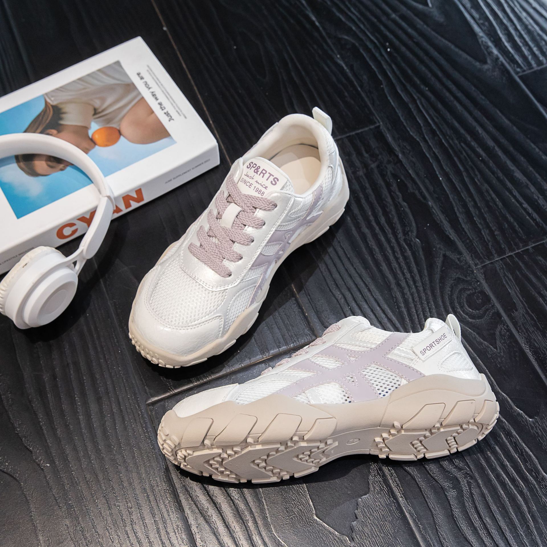 

European Station Dad Shoes Women s 2025 Summer New Women s Shoes Mesh Breathable Casual Comfortable Increase Casual Women 40 фиолетовый