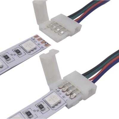 4Pin Design LED Strip Extension Connector 5-24V Voltage 10mm Width RGB LED Strip Connector Clip Installation PCB Connection